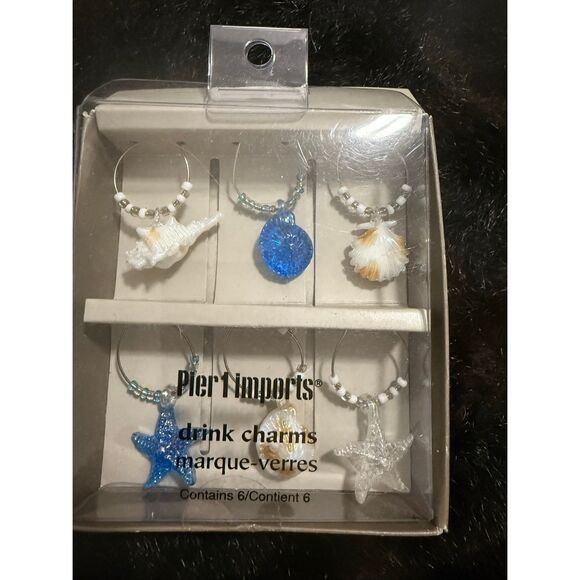 New pier 1 one seashells wine drink charms - Picture 1 of 4